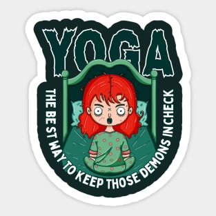 Yoga The best way to keep those demons in check Sticker